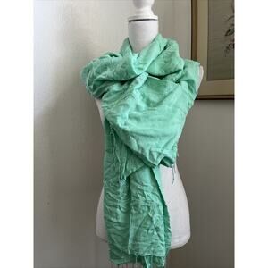 1 World‎ Sarongs mint green bead fringe shawl scarf wrap sequins 67x44
